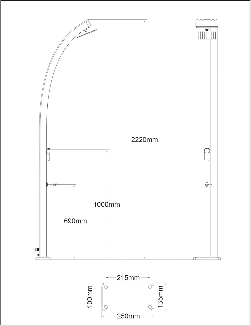 Steinbach Solardusche Slim Line Deluxe – 049047 – Blau-silberne Gartendusche mit 24 l Aluminiumtank und selbstentkalkendem Duschkopf – 2,25 m hoch