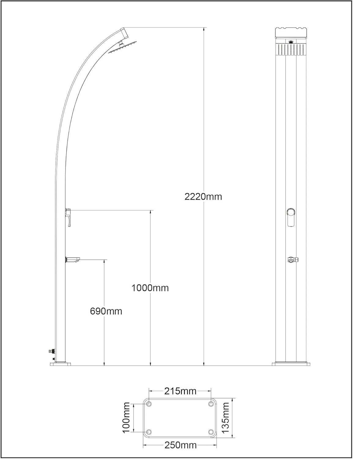 Steinbach Solardusche Slim Line Deluxe – 049047 – Blau-silberne Gartendusche mit 24 l Aluminiumtank und selbstentkalkendem Duschkopf – 2,25 m hoch