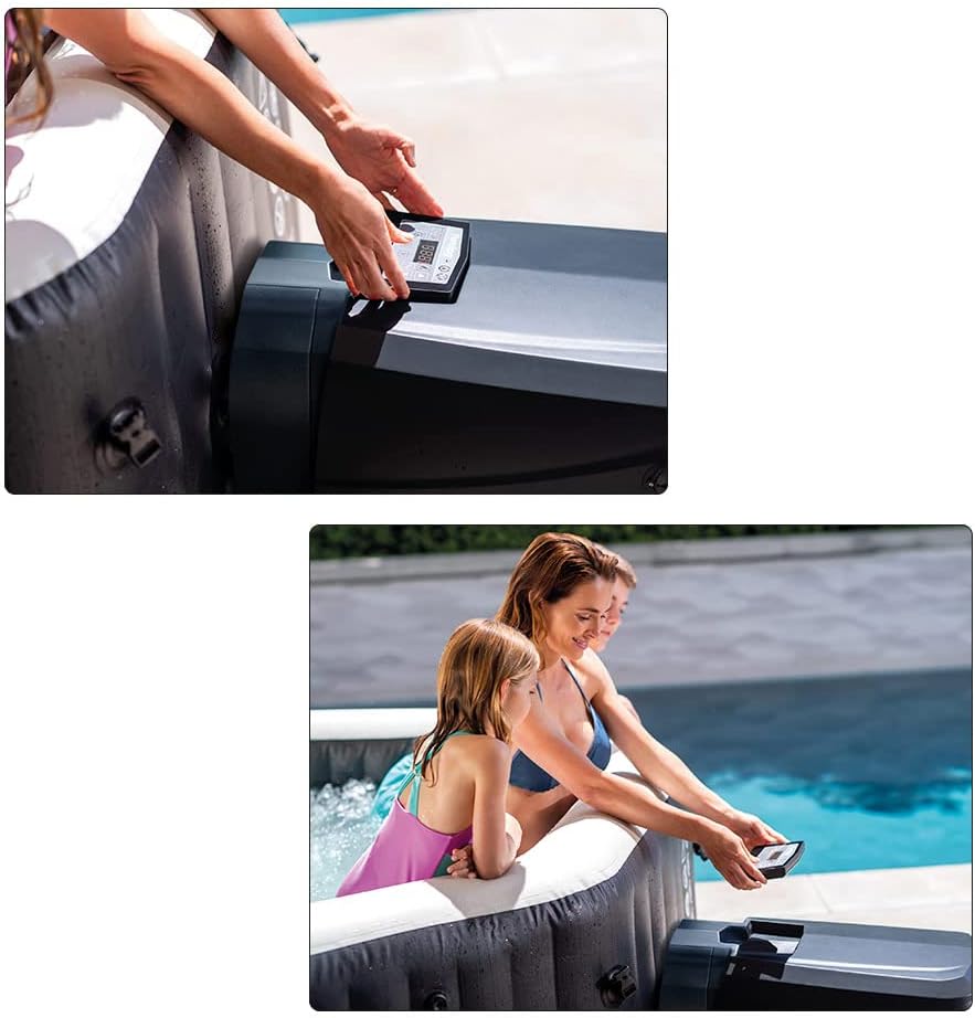 Intex 28458EX - Whirlpool aufblasbar PureSpa Jet&Bubble Deluxe, 4 Personen, 120 Düsen, Heizung, Schwarz, 201x71 cm
