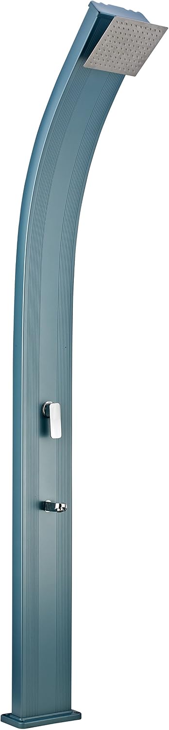 Steinbach Solardusche Slim Line Deluxe – 049047 – Blau-silberne Gartendusche mit 24 l Aluminiumtank und selbstentkalkendem Duschkopf – 2,25 m hoch