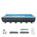 Intex 26374NP – Aufstellpool Ultra XTR Frame Rechteckig, Filterpumpe 10500 L/h, Leiter, Bodenplane und Abdeckplane, 54368 L, Stahl und PVC, Grau, 975x488x132 cm