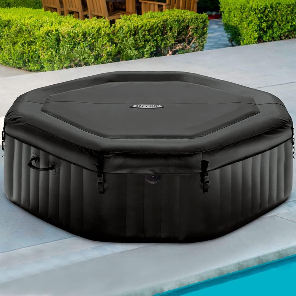 Intex 28458EX - Whirlpool aufblasbar PureSpa Jet&Bubble Deluxe, 4 Personen, 120 Düsen, Heizung, Schwarz, 201x71 cm