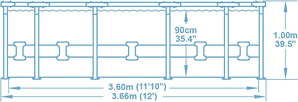 Bestway Steel Pro MAX Frame Pool-Set mit Filterpumpe Ø 366 x 100 cm, Holz-Optik (Mooreiche), rund