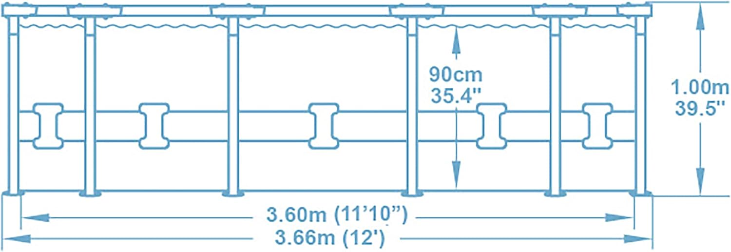 Bestway Steel Pro MAX Frame Pool-Set mit Filterpumpe Ø 366 x 100 cm, Holz-Optik (Mooreiche), rund