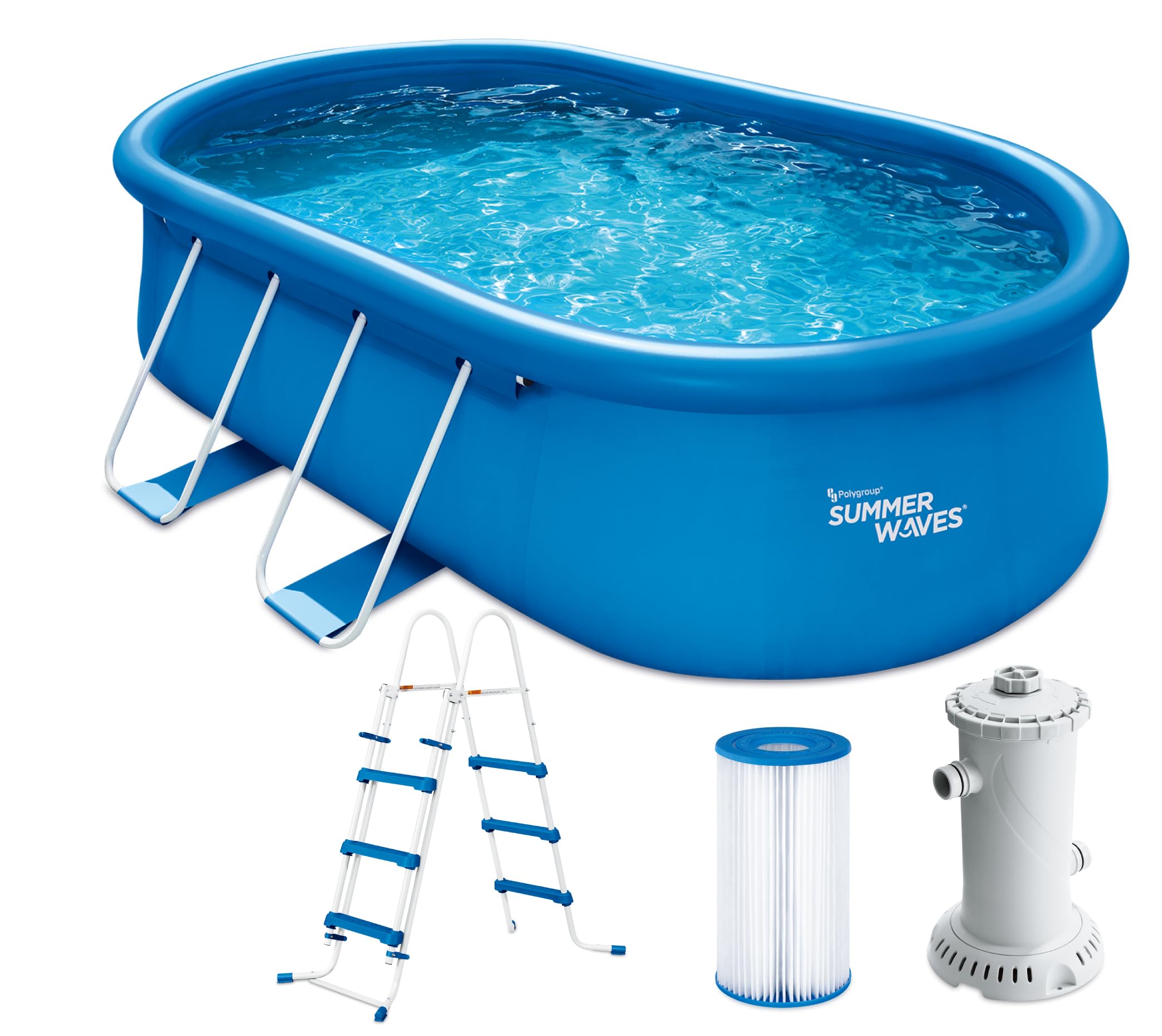 Summer Waves Frame Pool Komplettset | Rund 549x132 cm Rattan Optik Grau | Aufstellpool Set | Gartenpool & Schwimmbecken inkl. Filterpumpe, Bodenvlies, Abdeckplane & Einstiegsleiter