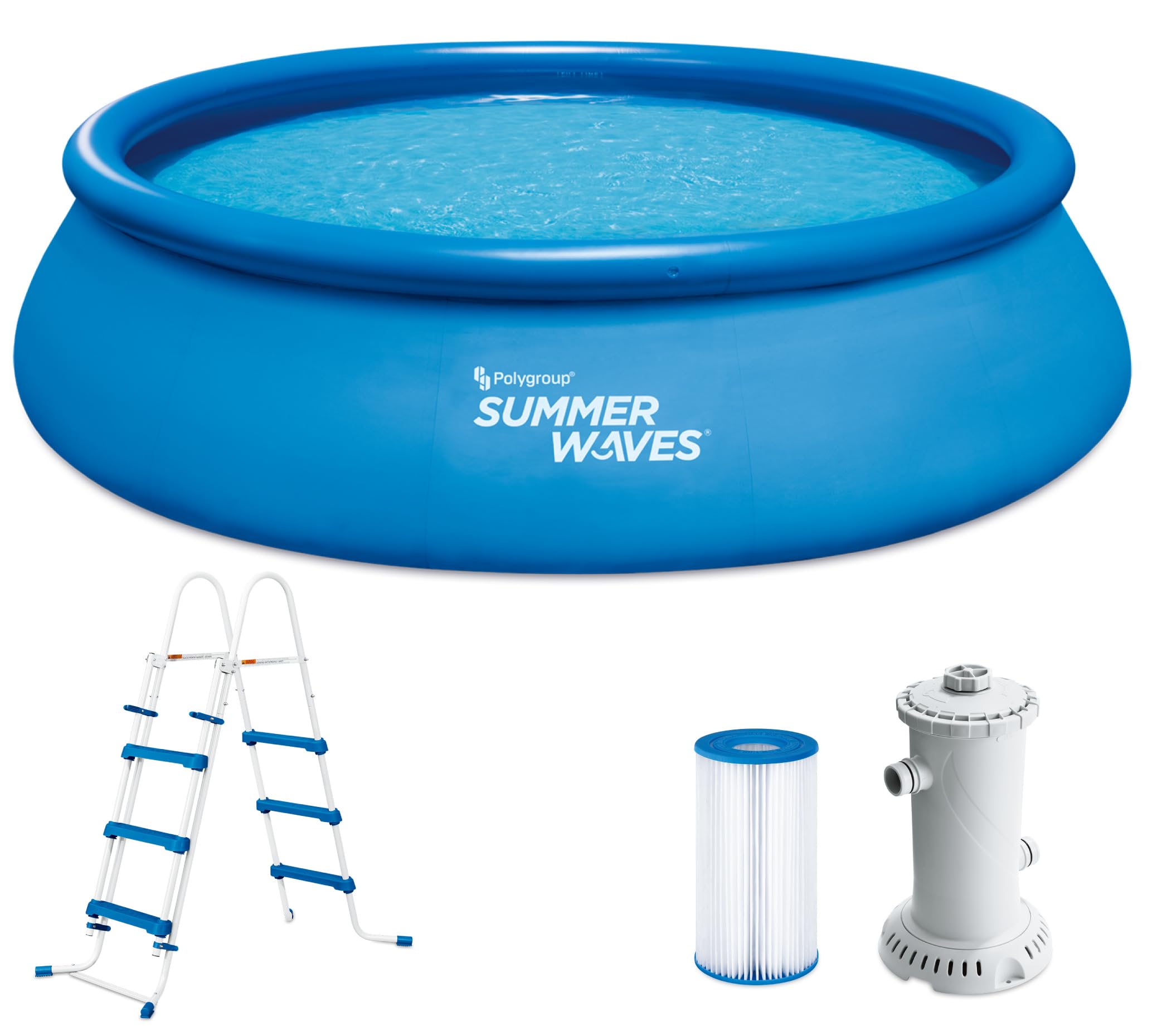Summer Waves Frame Pool Komplettset | Rund 549x132 cm Rattan Optik Grau | Aufstellpool Set | Gartenpool & Schwimmbecken inkl. Filterpumpe, Bodenvlies, Abdeckplane & Einstiegsleiter