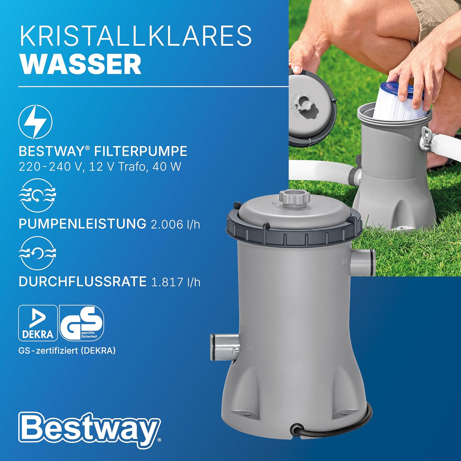 Bestway Steel Pro MAX Frame Pool-Set mit Filterpumpe Ø 366 x 100 cm, Holz-Optik (Mooreiche), rund